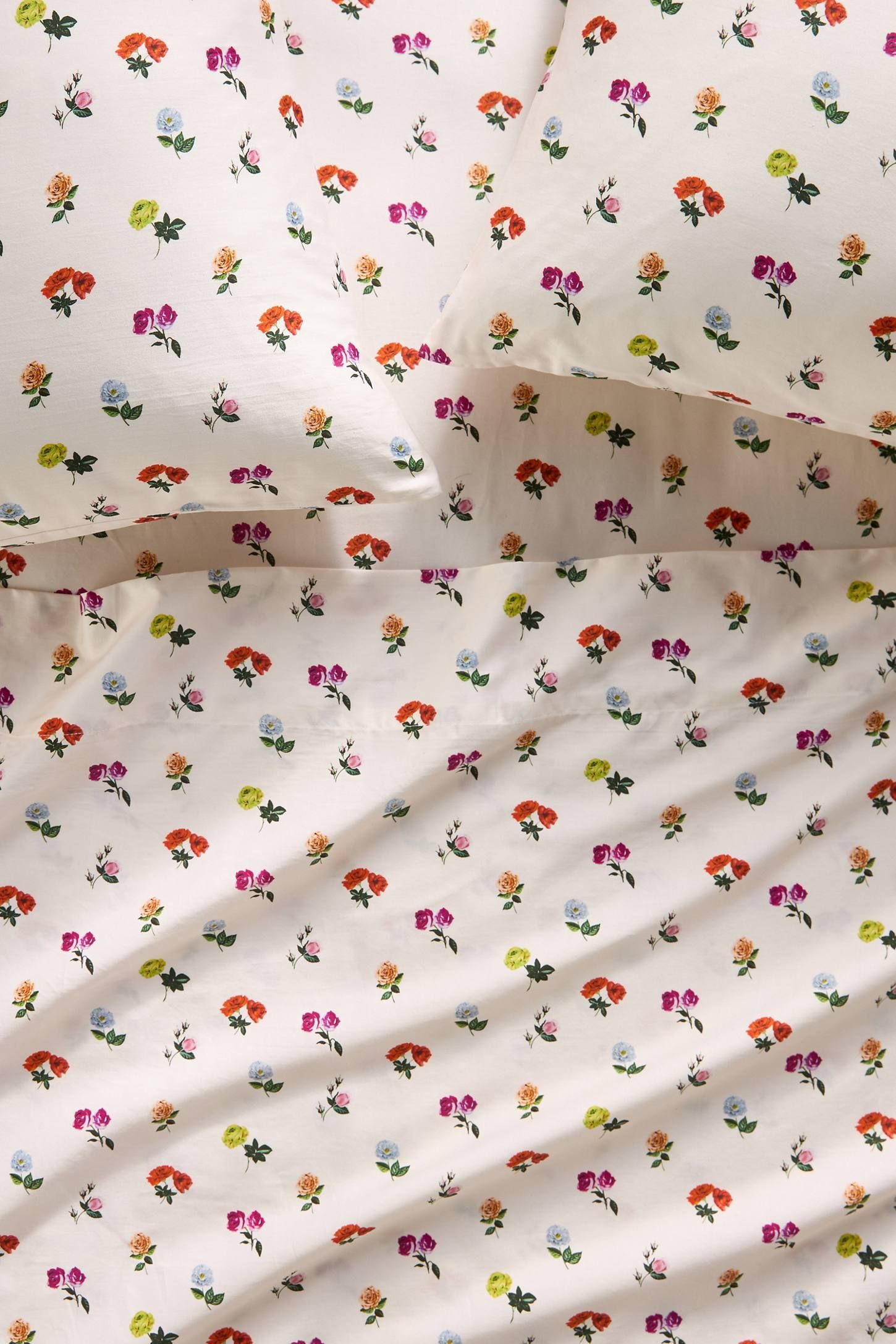 Organic Cotton Sateen Floral Printed Sheet Set