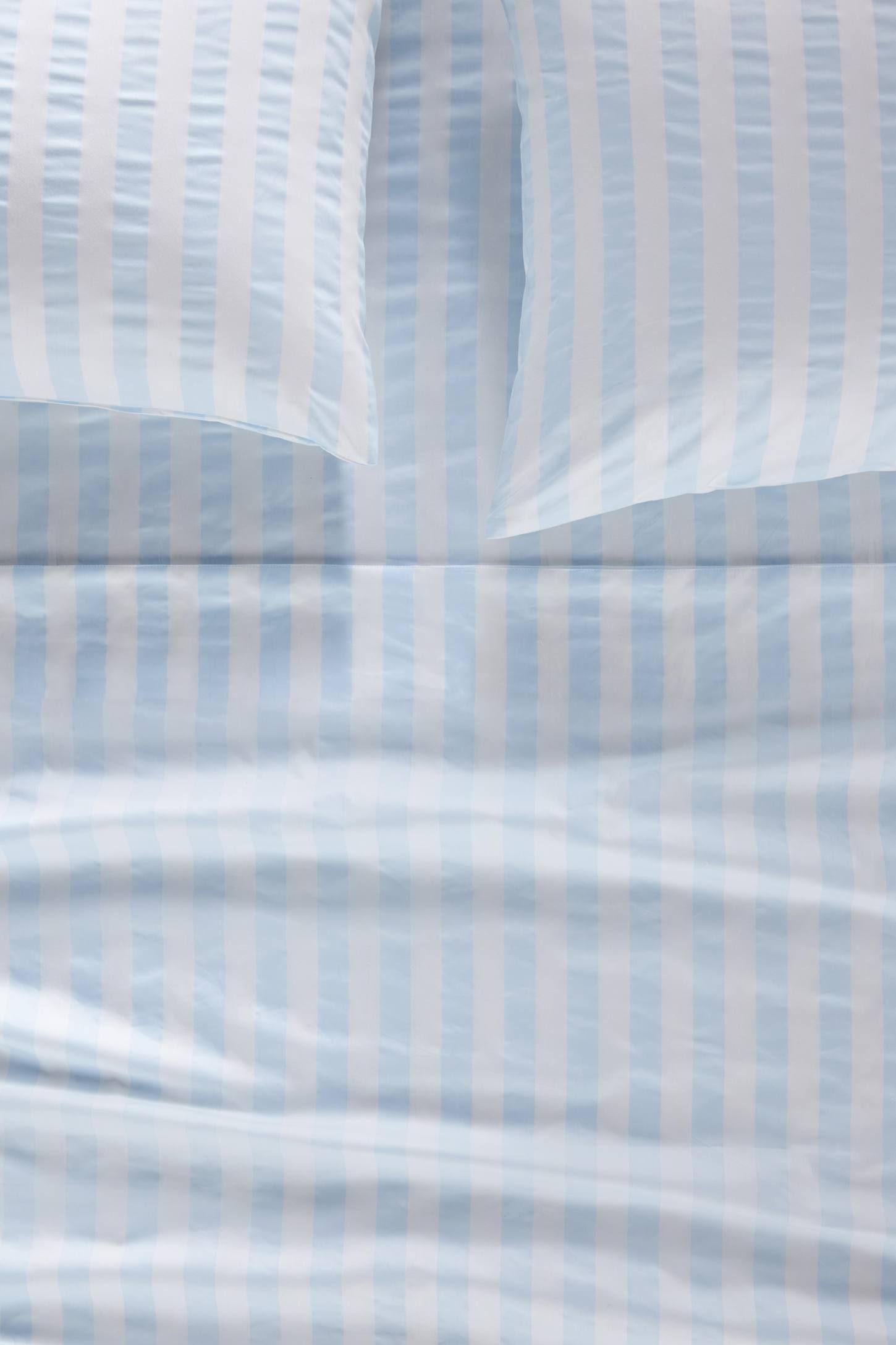 Organic Cotton Sateen Blue and White Striped Sheet Set
