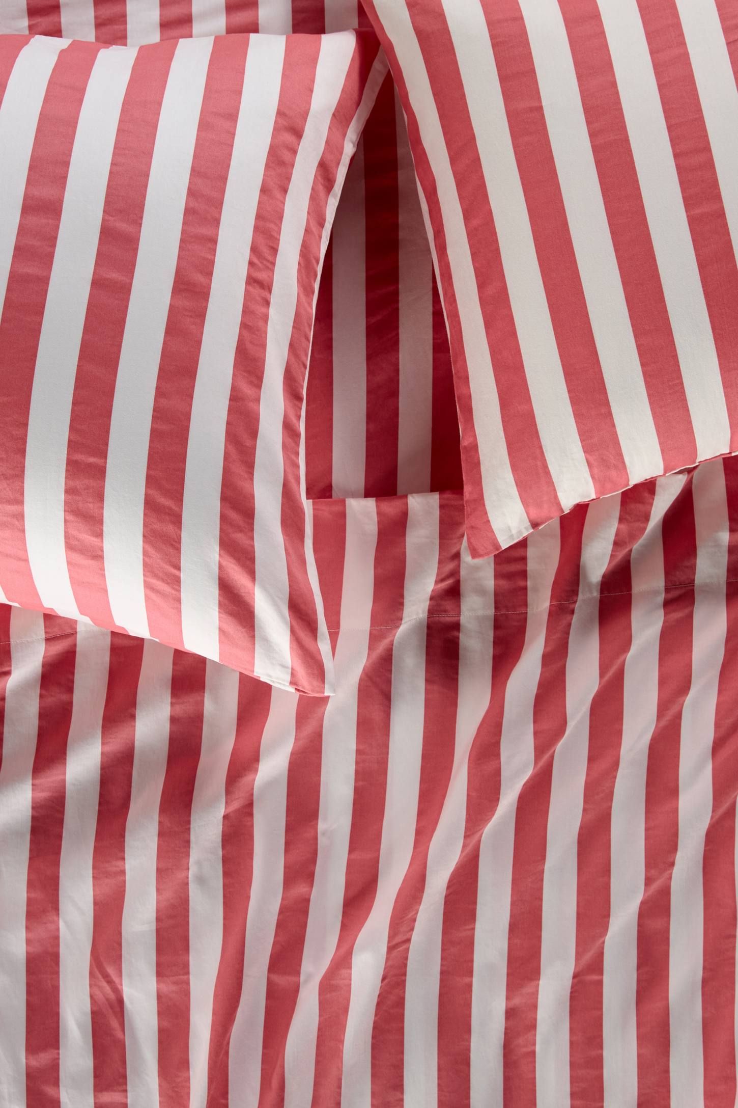 Organic Cotton Red and White Striped Sateen Sheet Set