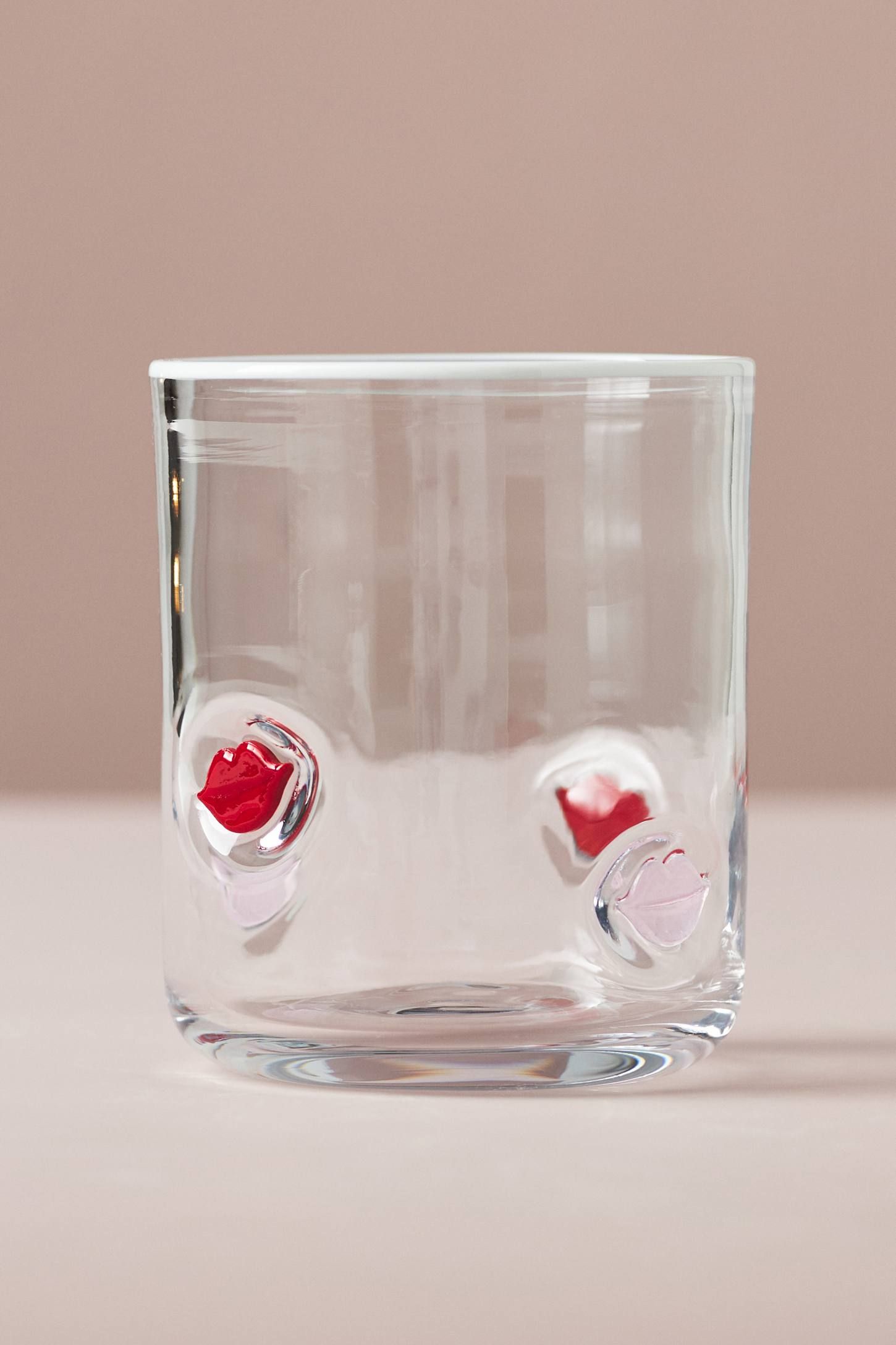 Clear Glass Juice Tumbler with Hand-Applied Embellishments