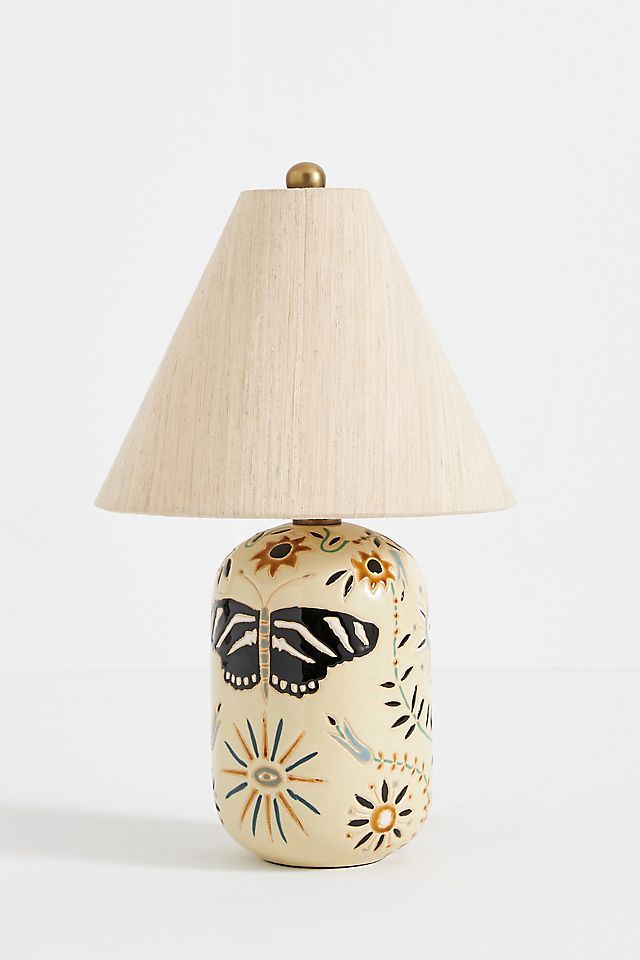 Whimsical Ceramic Table Lamp with Linen Shade