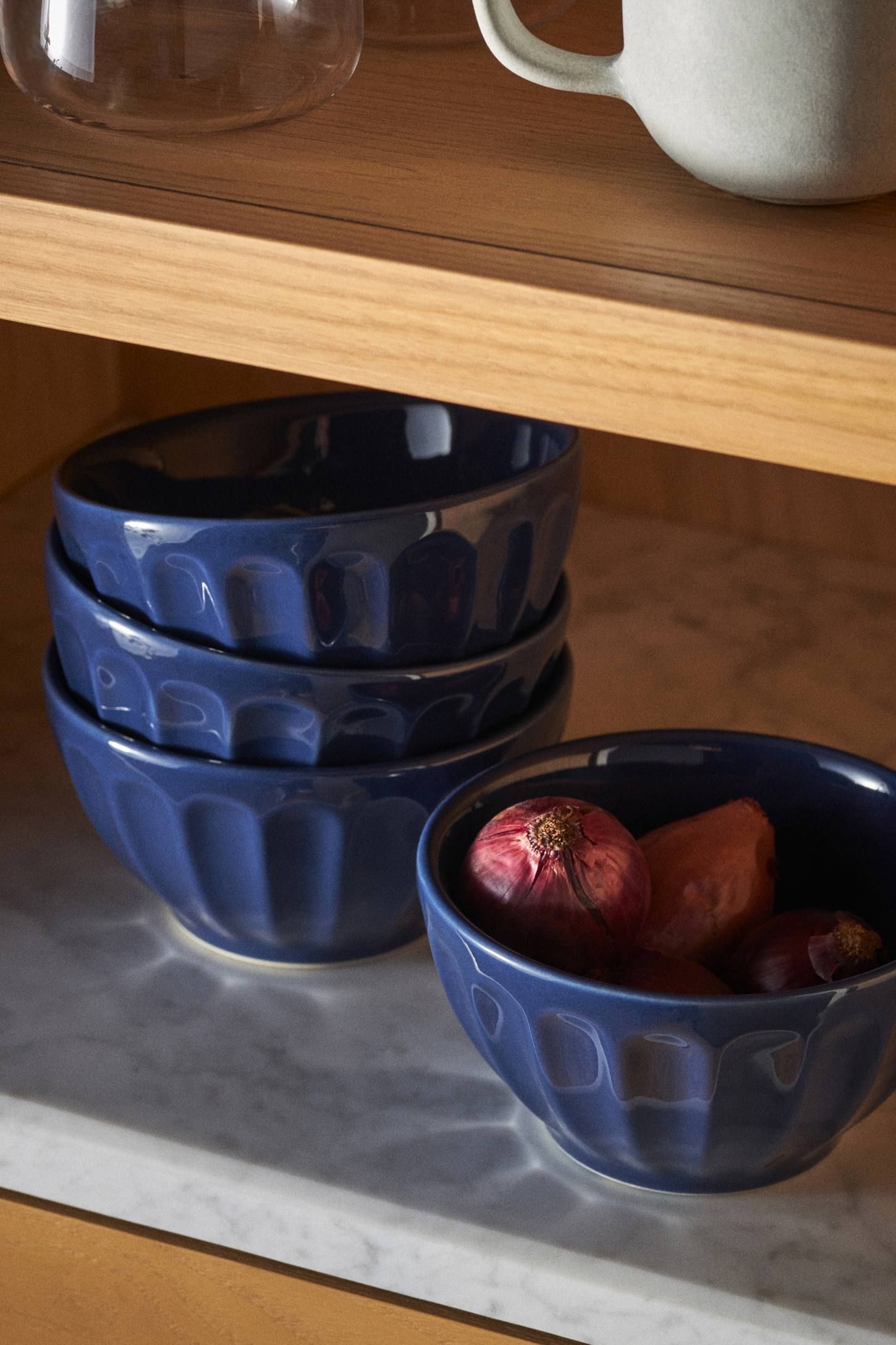 Amelie Edition Blue Stoneware Cereal Bowls, Set of 4