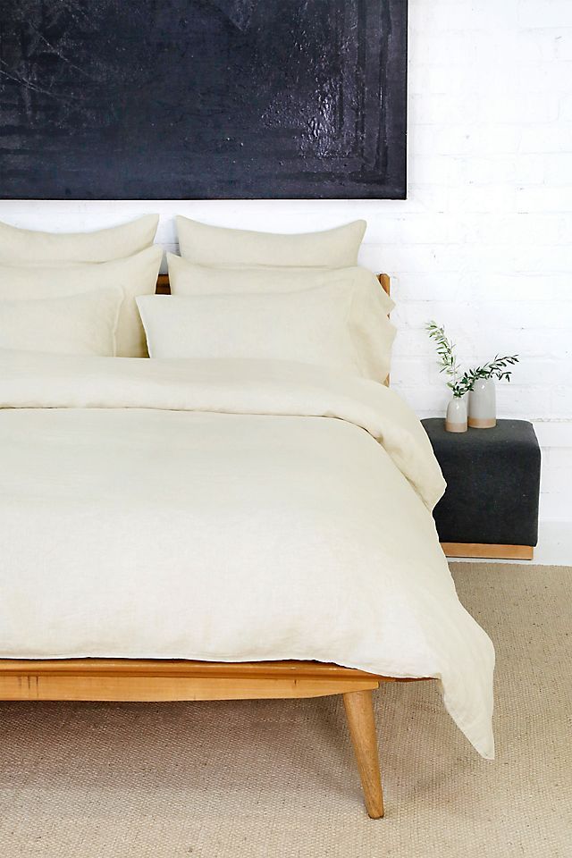 Cream Linen King Duvet Cover Set with Pillowcases