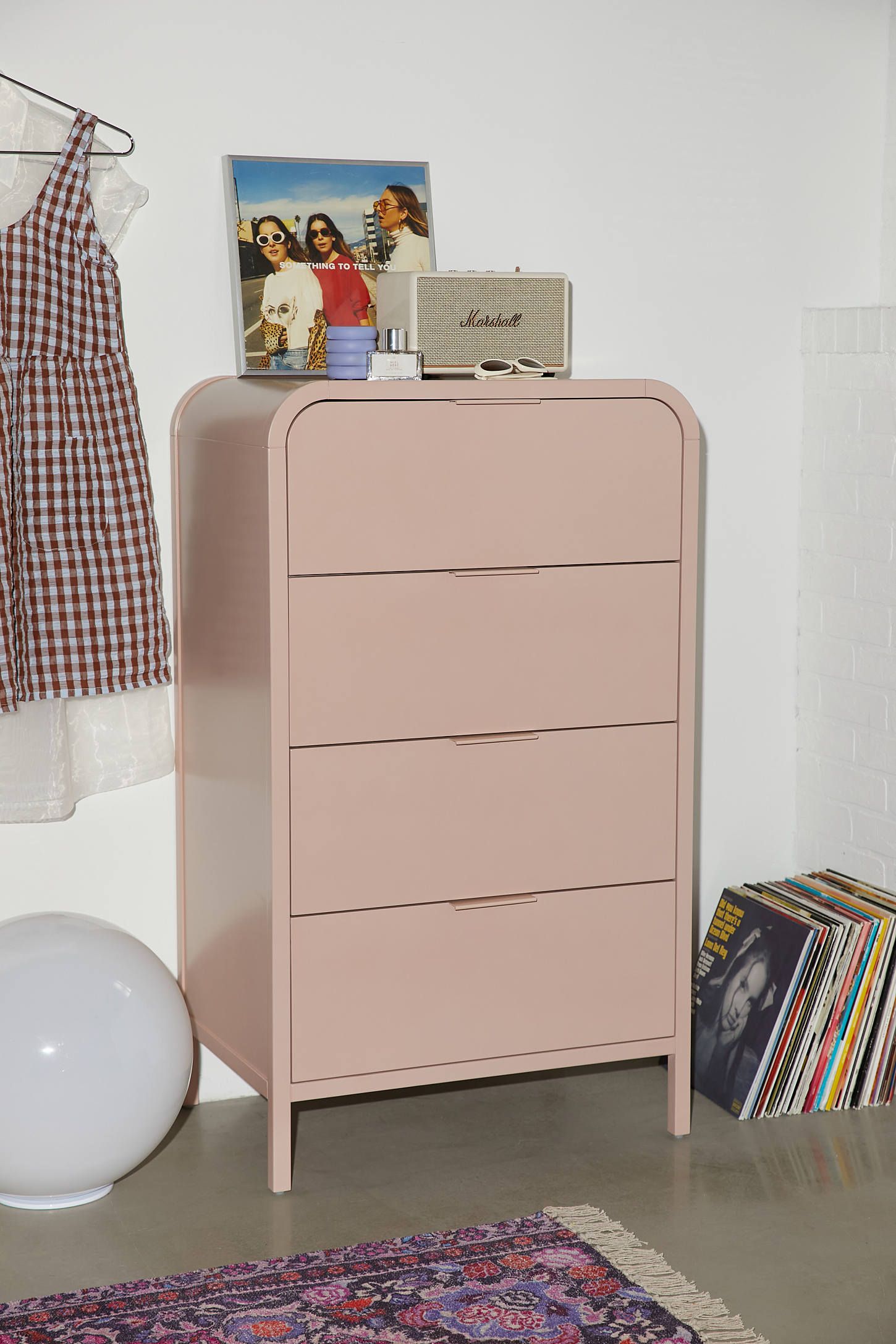 Rose Tall Modern Poplar Wood 4-Drawer Dresser