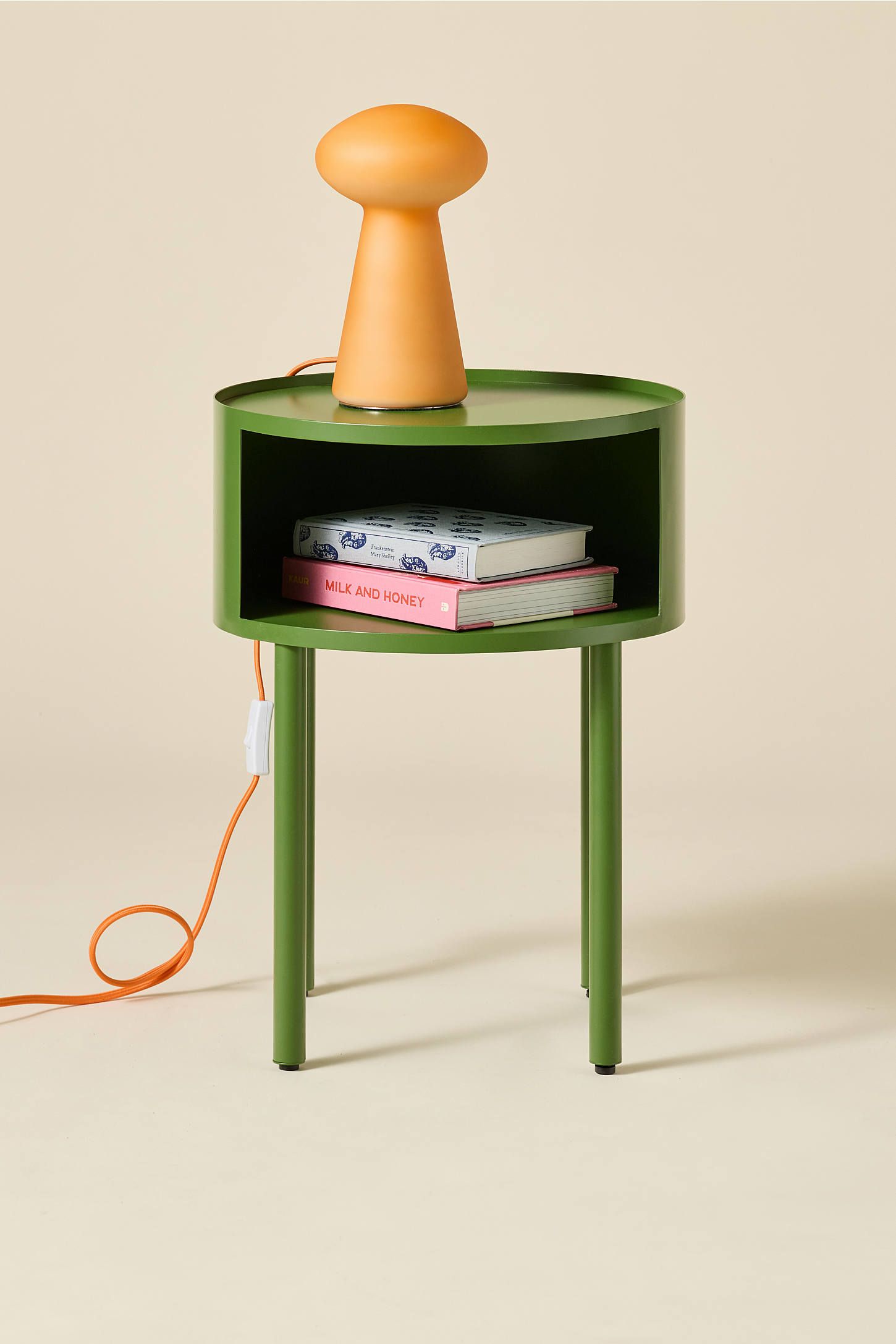 Lucie Green Iron Circular Storage Nightstand