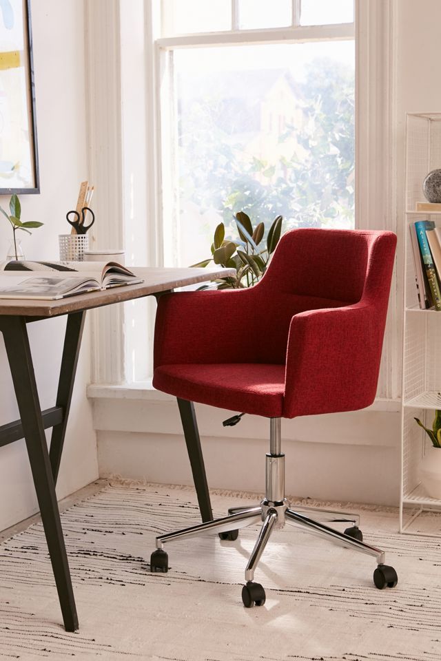 Celtic Red Fabric Swivel Arm Chair with Metal Base