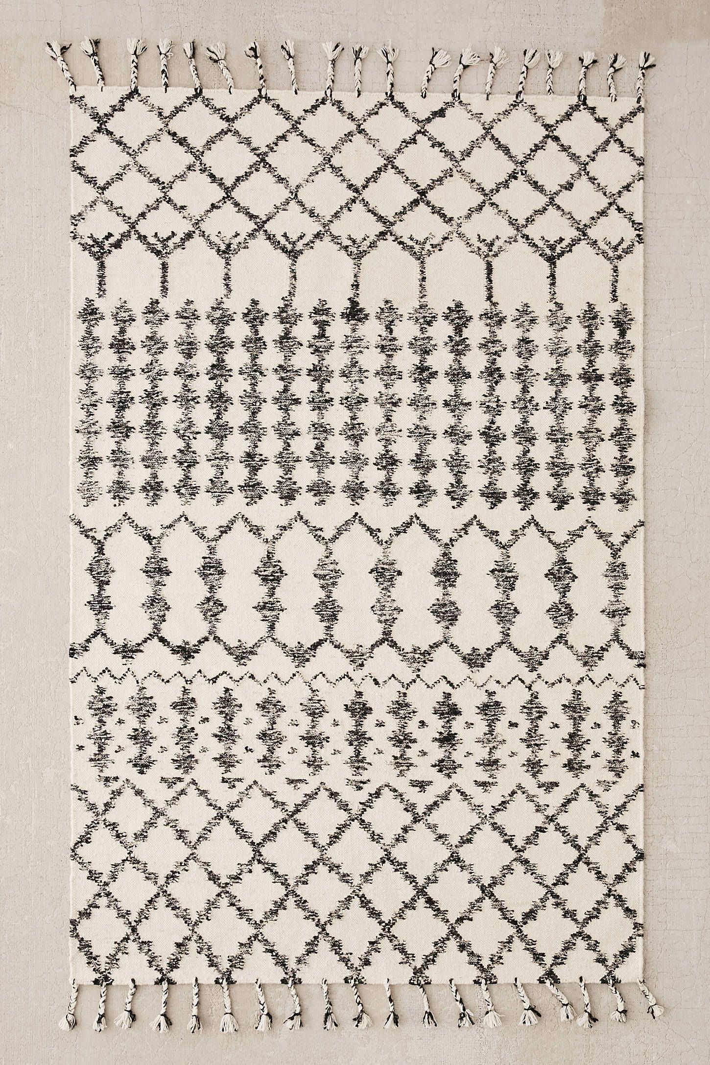 Adair Riot 8' x 10' Gray and Black Handwoven Wool-Silk Trellis Rug