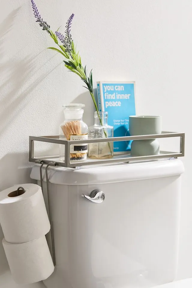 Neutral Angular Metal Wall-Mount Toilet Paper Holder with Storage Tray