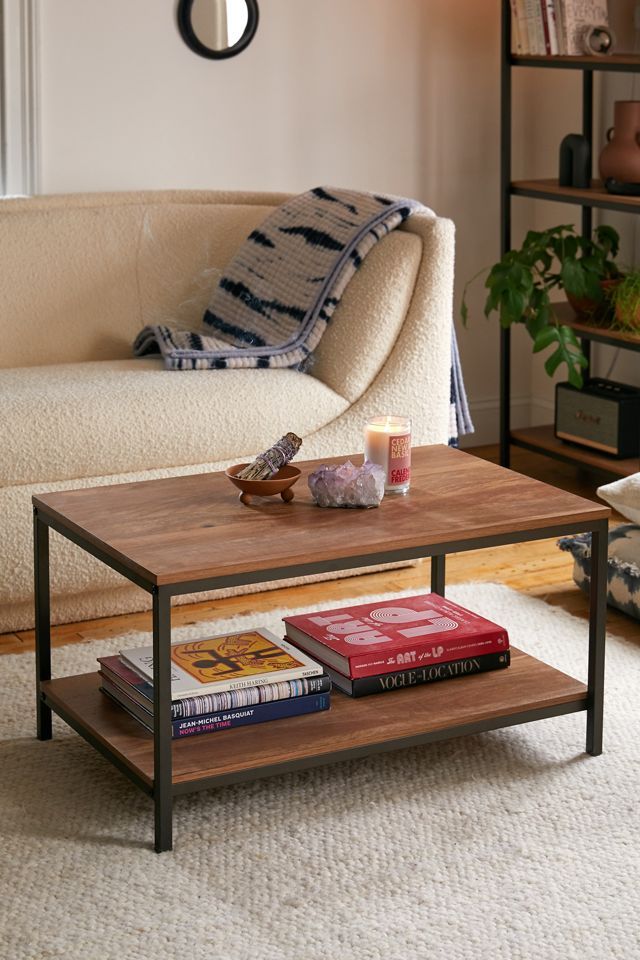 Sindoori Mango & Black Metal Open Shelf Coffee Table