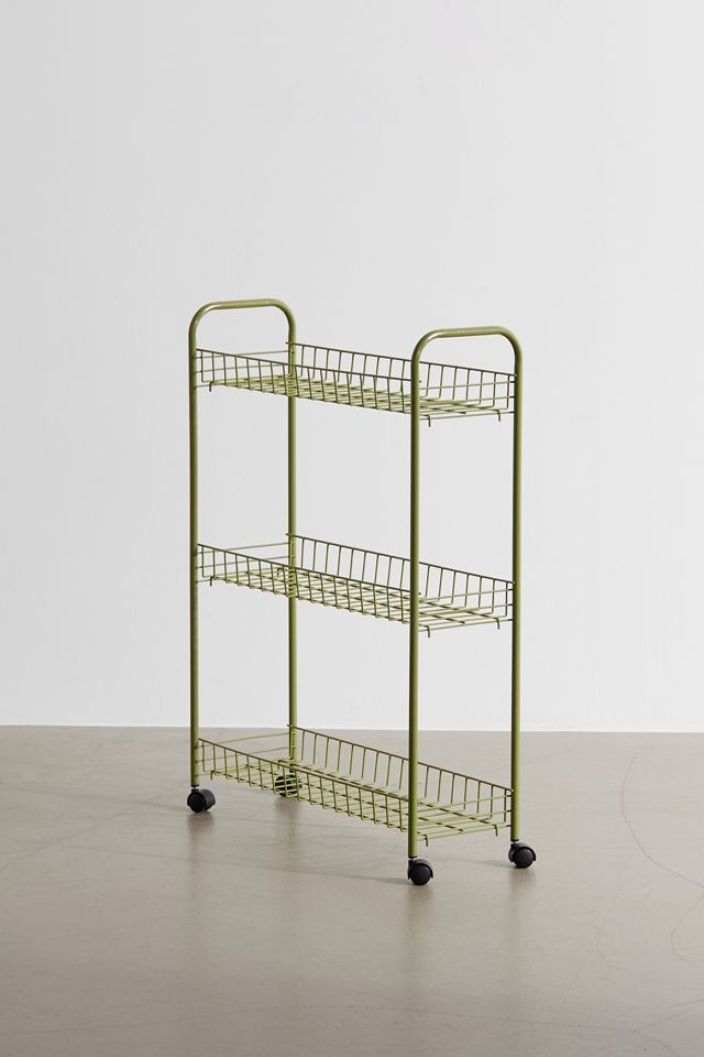 Olive Green 3-Tier Rust-Resistant Steel Rolling Cart