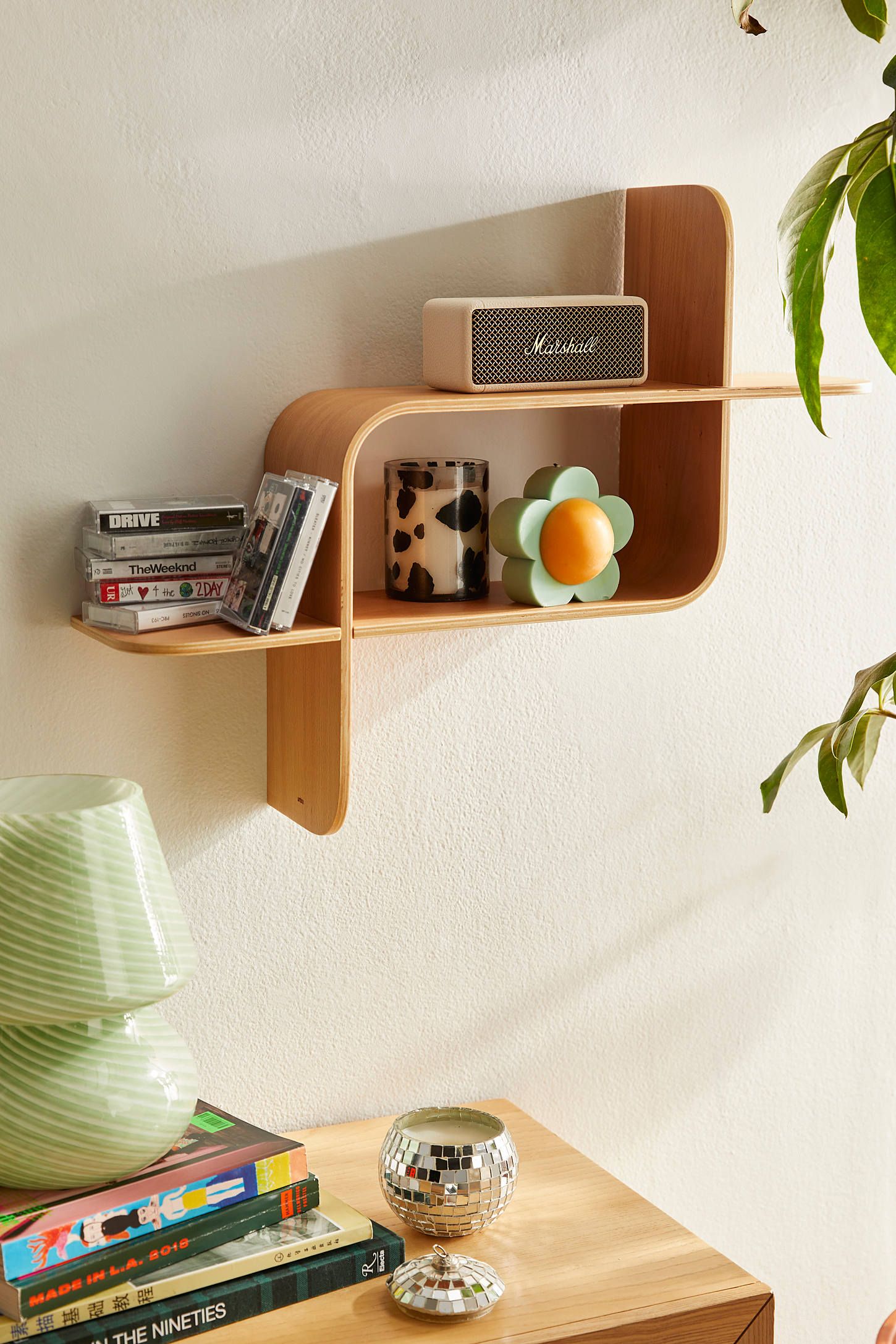 Montage Natural Bentwood Modern Wall Shelf
