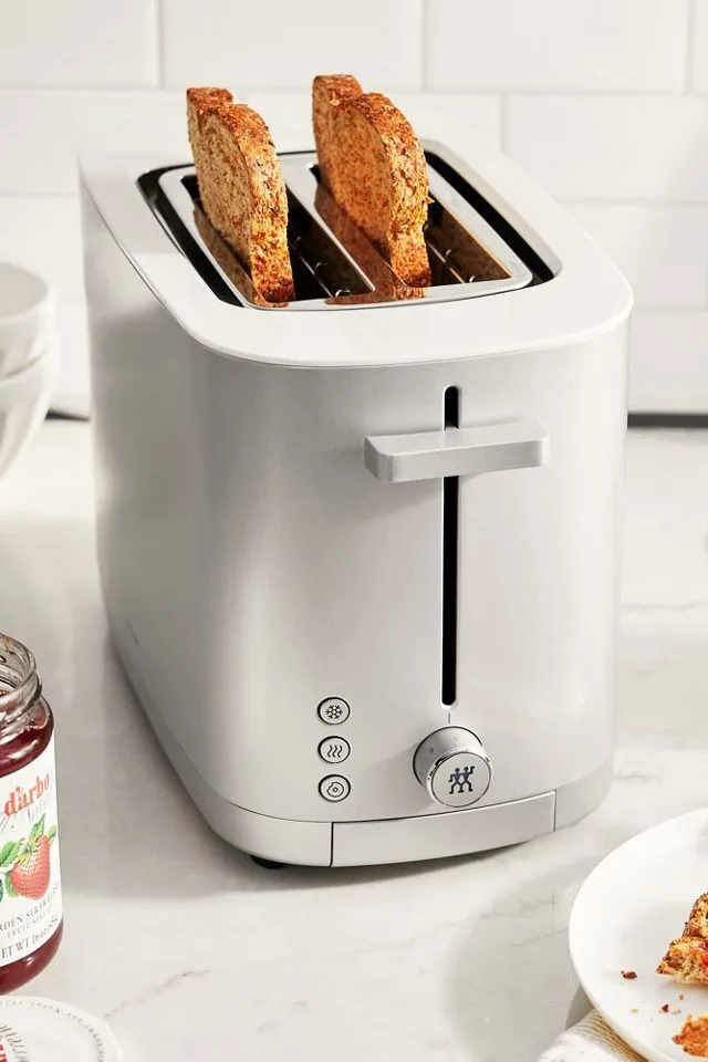 Silver Stainless Steel Digital 2-Slot Toaster with Crumb Tray