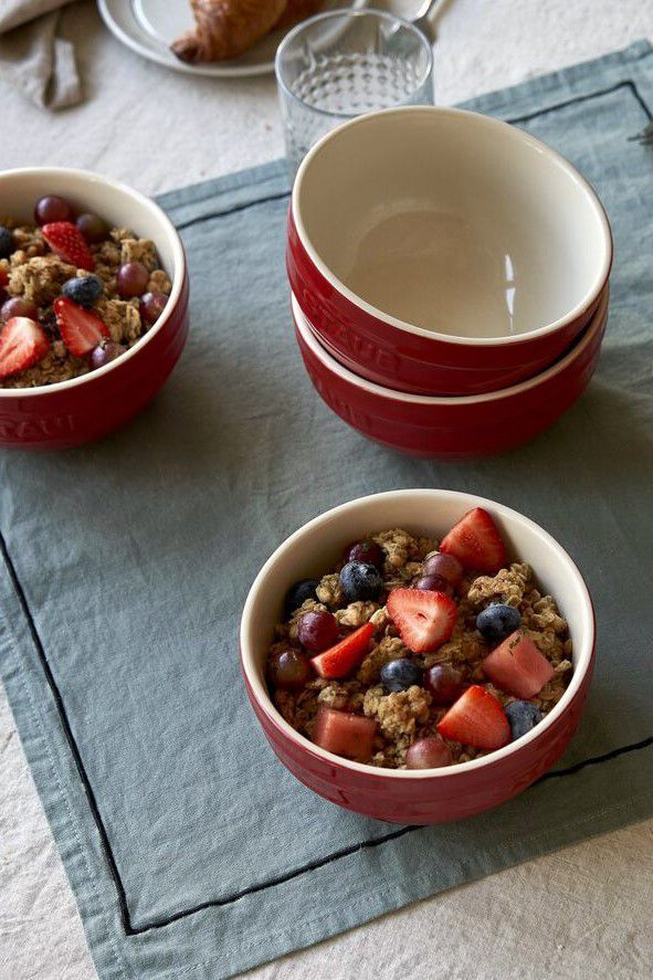 Cherry Red Ceramic Microwave Safe Universal Bowl Set