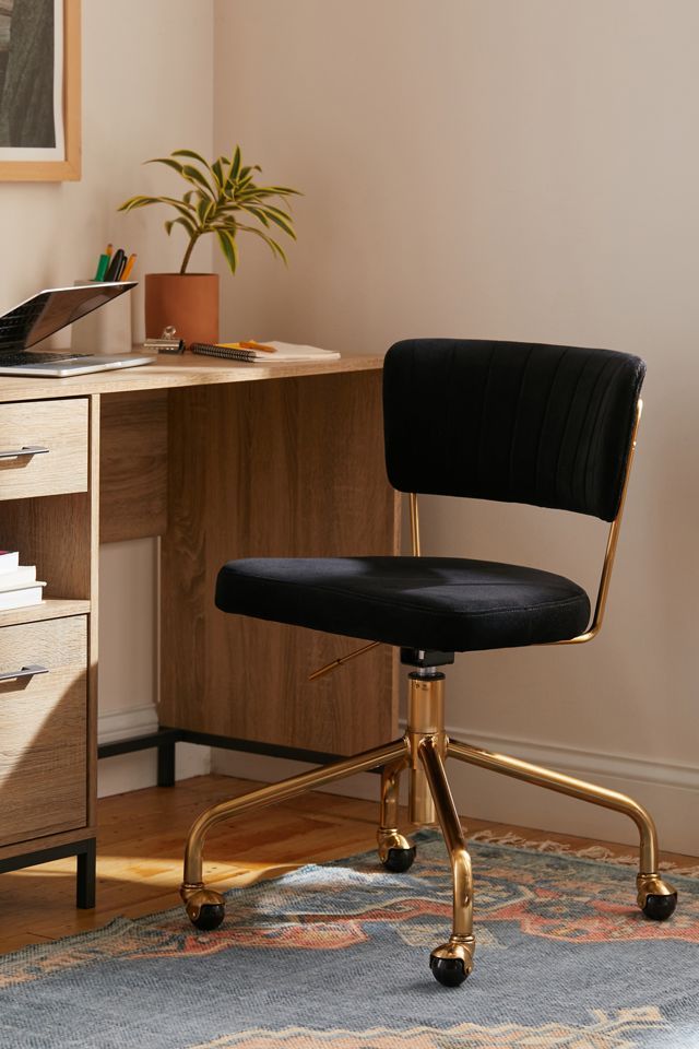 Tania Contemporary Black Velvet 28.5" Swivel Task Chair