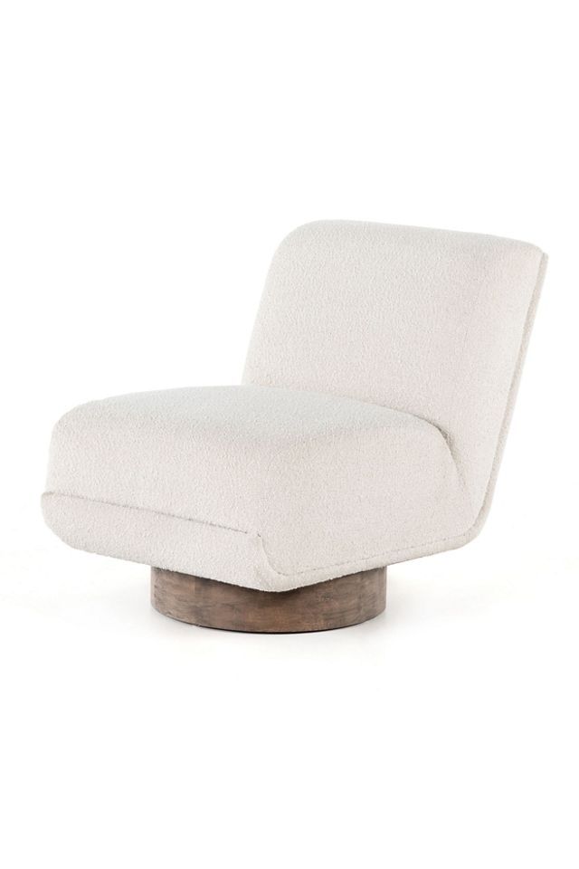 Bronwyn Cream Swivel Slipper Chair in Knoll Natural