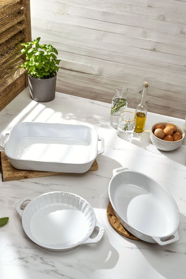 White Ceramic 3-Piece Baking Dish Set