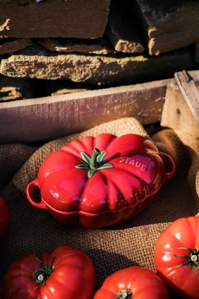 Cherry Red Enameled Cast Iron Tomato Cocotte