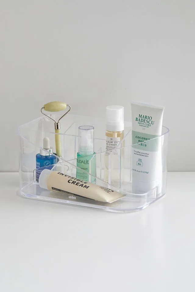 Clear Rectangular Acrylic Makeup Organizer with Compartments