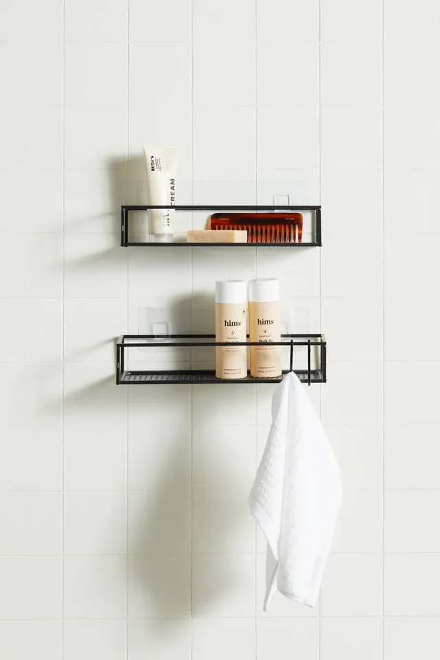 Black Iron Suction Mount Shower Caddy Set