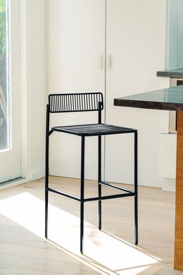 Rachel Minimalist Black Metal Indoor/Outdoor Bar Stool