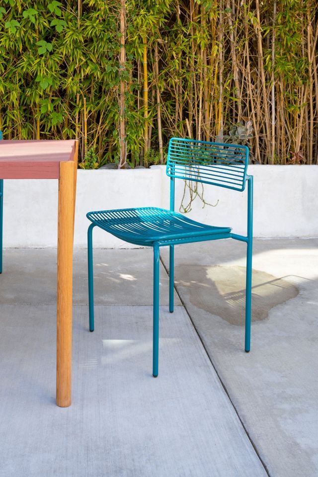 Peacock Blue Iron Stackable Side Chair for Indoor/Outdoor