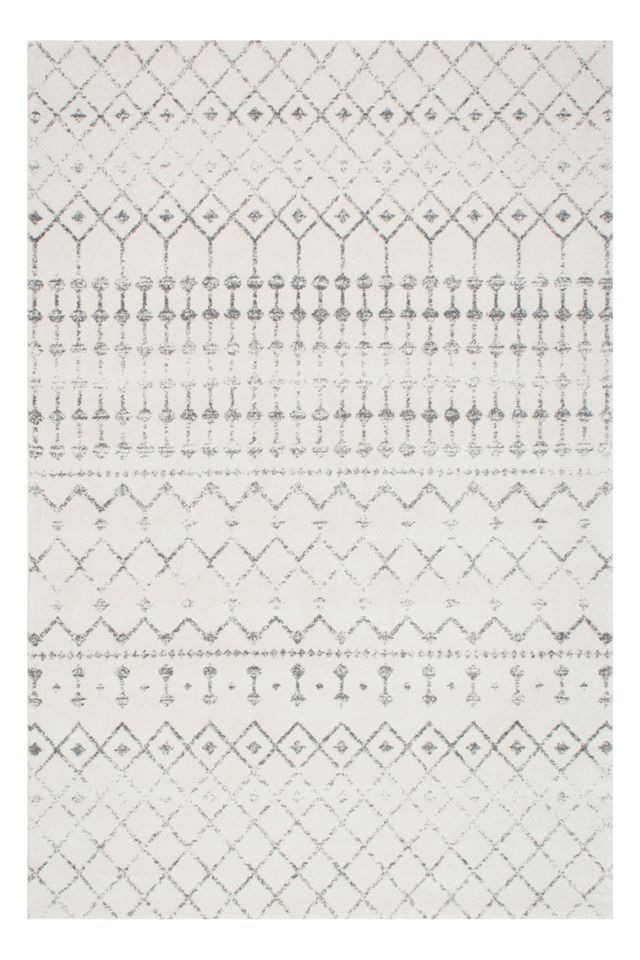 Reversible Trellis Cream & Gray Easy-Care Synthetic Rug Runner