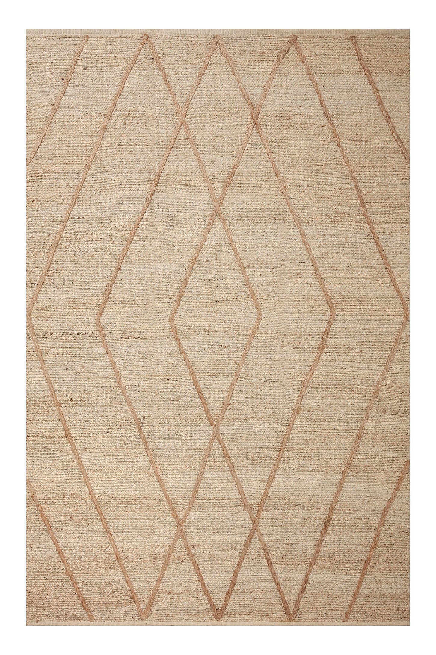 Ivory Geometric Braided Handwoven Jute Area Rug 5' x 7'