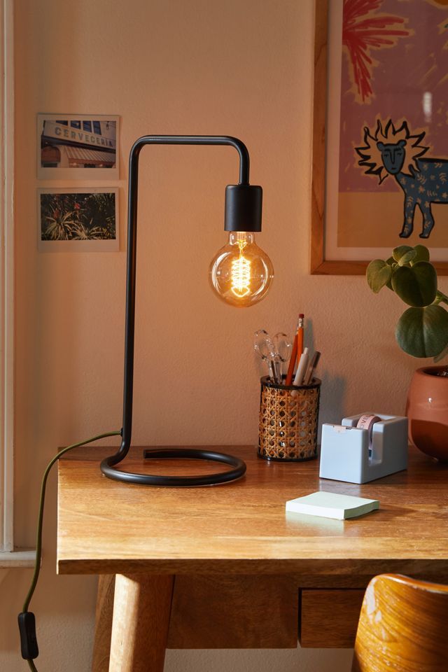 Edison-Inspired Matte Black Adjustable Desk Lamp for Kids