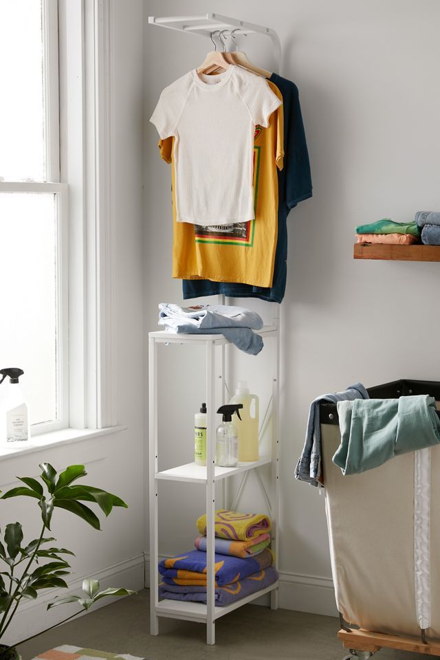 Avenue White Narrow Laundry Stand with Open Shelves