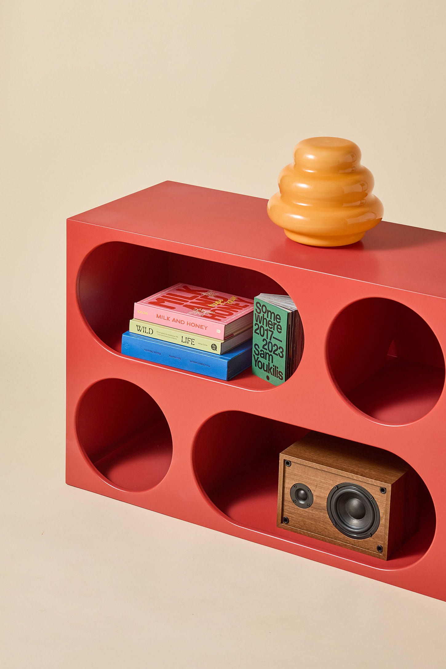 Ebba Green MDF Modern Storage Console with Circular Shelves