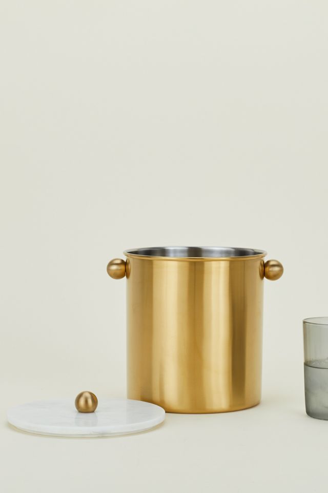 Gold Brass Coated Stainless Steel Ice Bucket with Lid