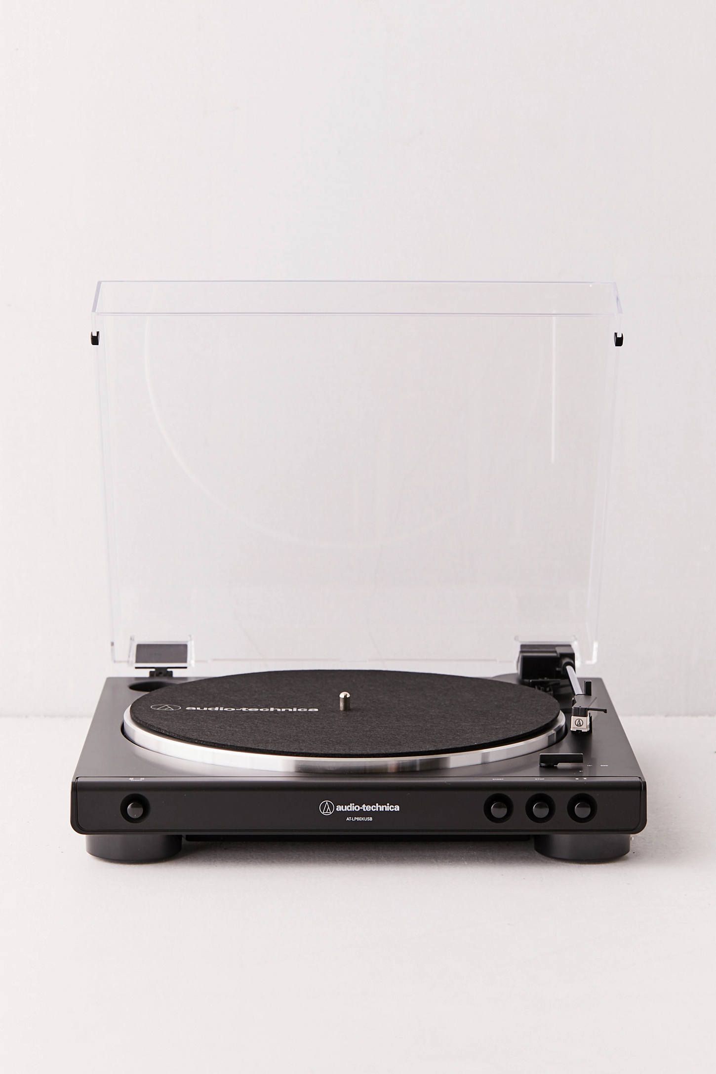 Gunmetal Belt-Drive Turntable with Clear Dust Cover