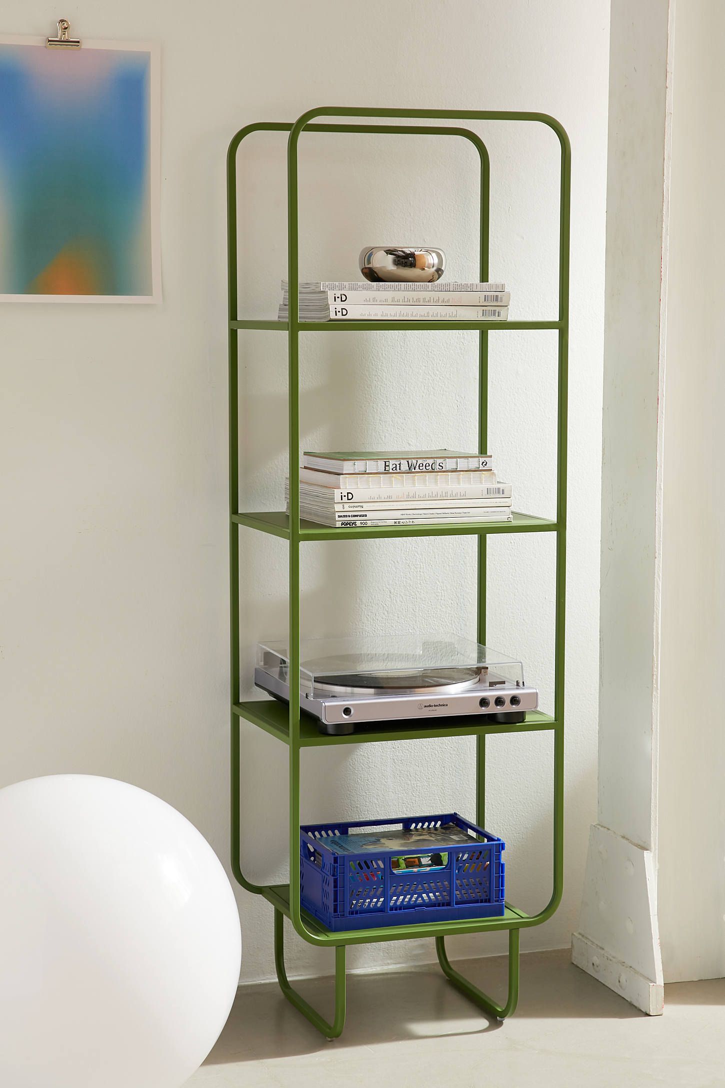 Alana Green Iron Narrow Storage Shelf with Curved Edges