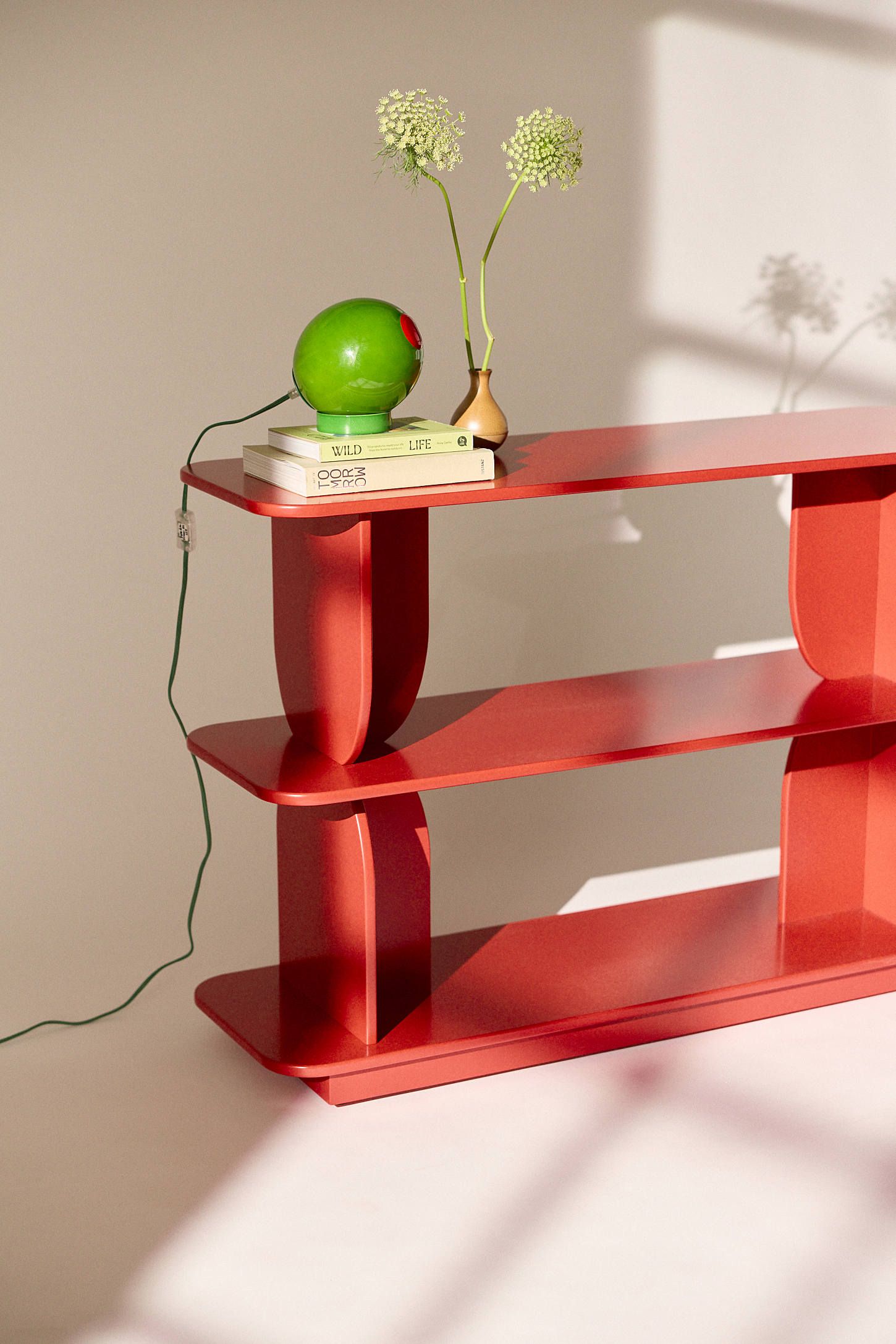 Silas Red Retro-Mod Solid Wood Storage Console