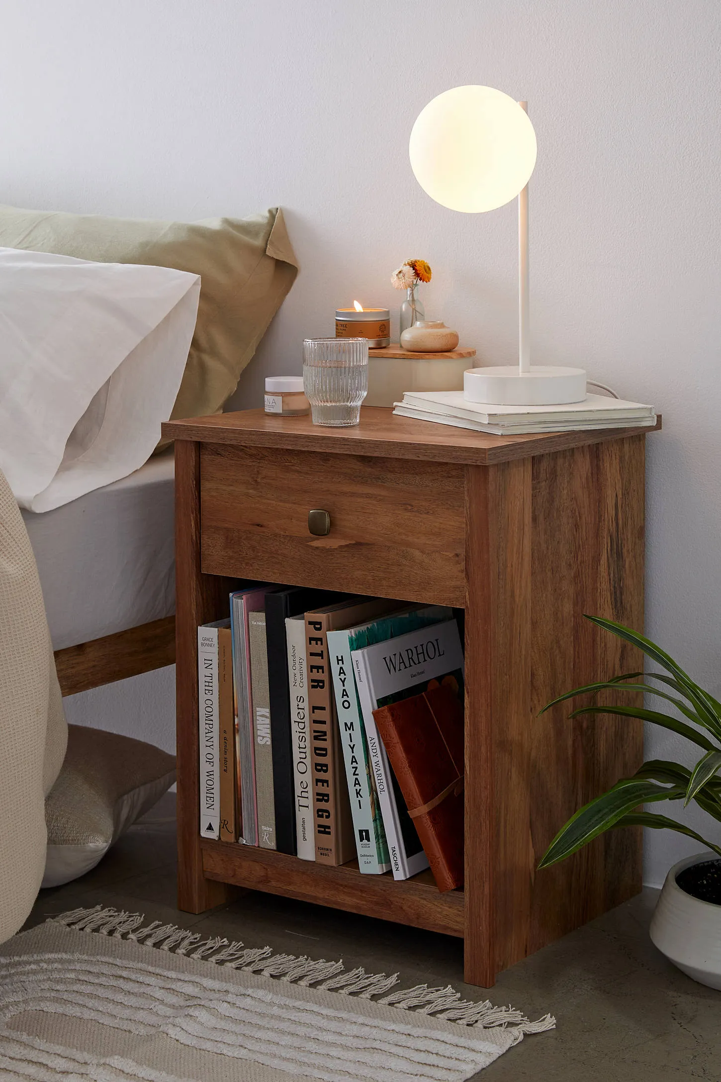 Sindoori Mango Farmhouse Nightstand with Open Storage
