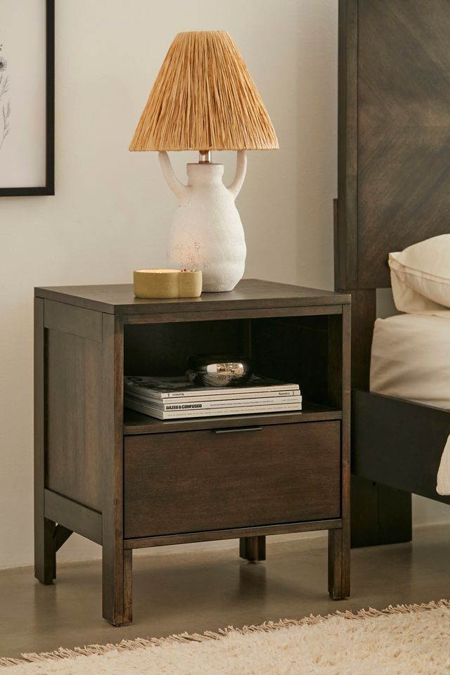 Dark Walnut Brown Transitional Nightstand with 1 Drawer