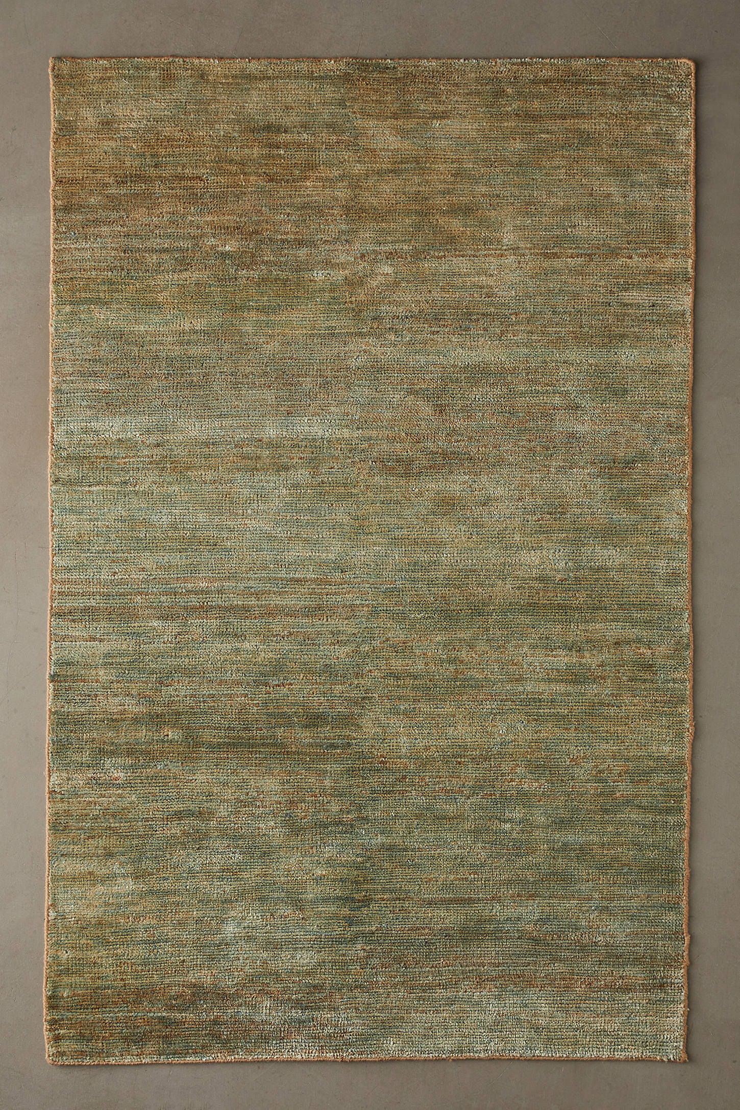 Etra Green Hand-Knotted Wool and Cotton Area Rug