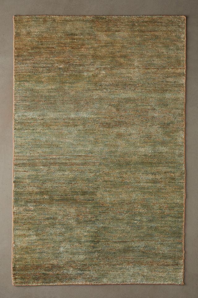 Green Hand-Knotted Abstract Cotton Runner Rug