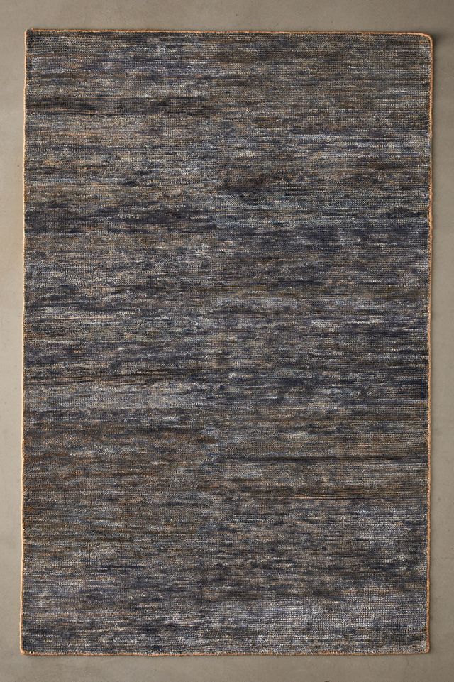 Blue Abstract Hand-Knotted Wool Runner Rug