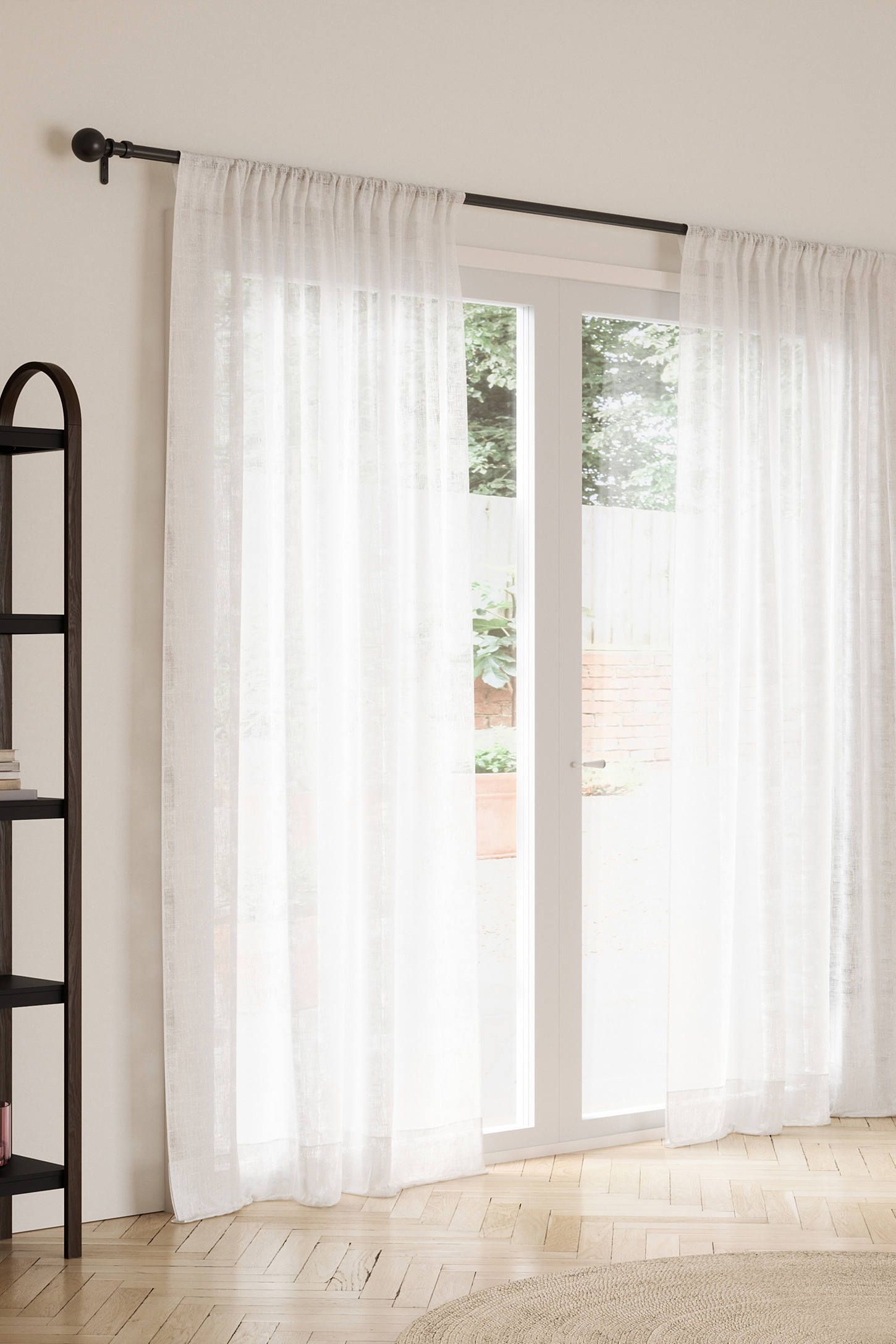 Nickel Adjustable Steel Curtain Rod with Ball Finials