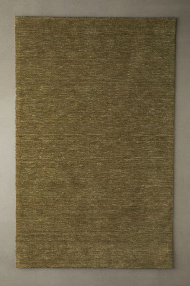 Handmade Green Wool Rectangular 5x8 Rug