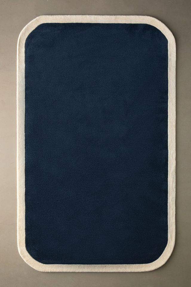 Navy and Cream Hand-Tufted Wool Runner Rug