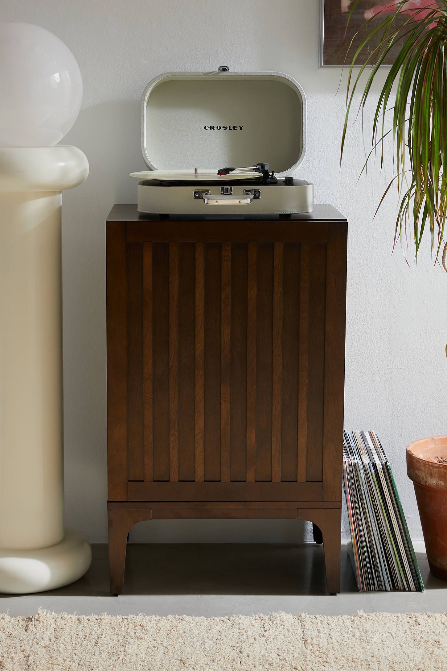 Asher Dark Brown Mid-Century Modern Record Storage Stand