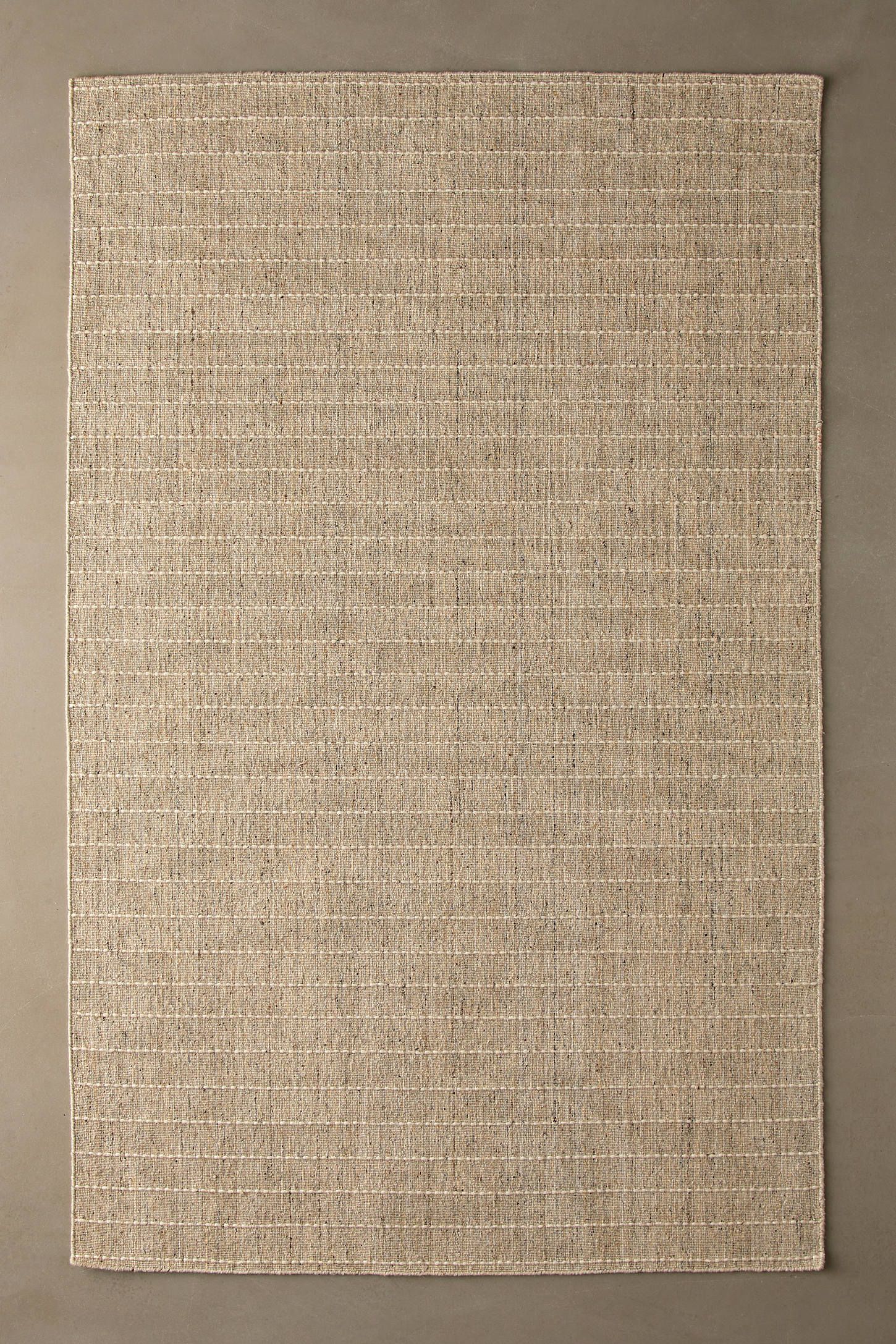 Natural Handloomed Wool Blend Striped Rectangular Rug