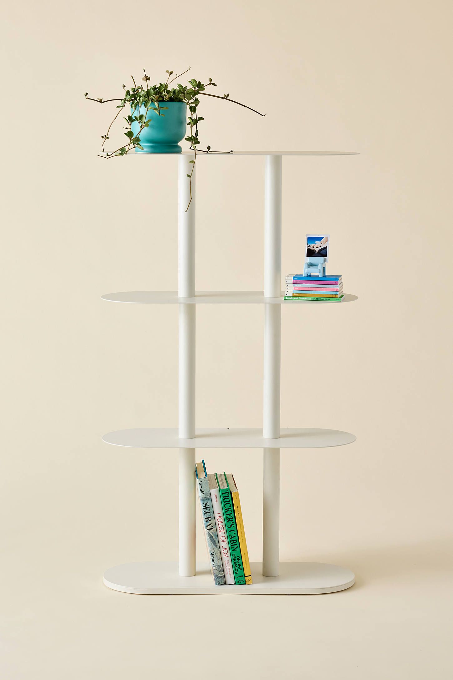 White Iron 4-Tier Oval Storage Shelf