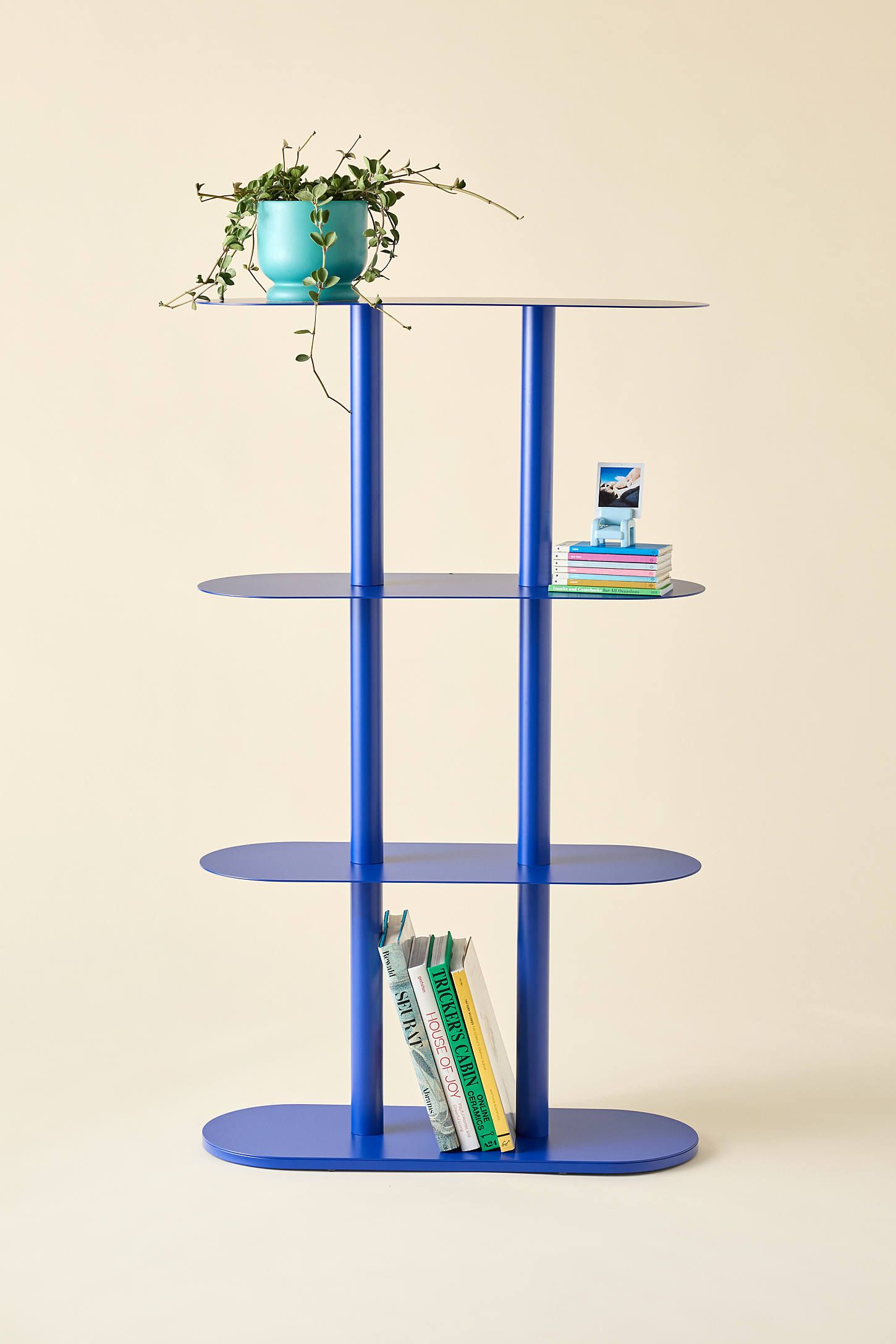 Dark Blue Iron 4-Tier Oval Storage Shelf
