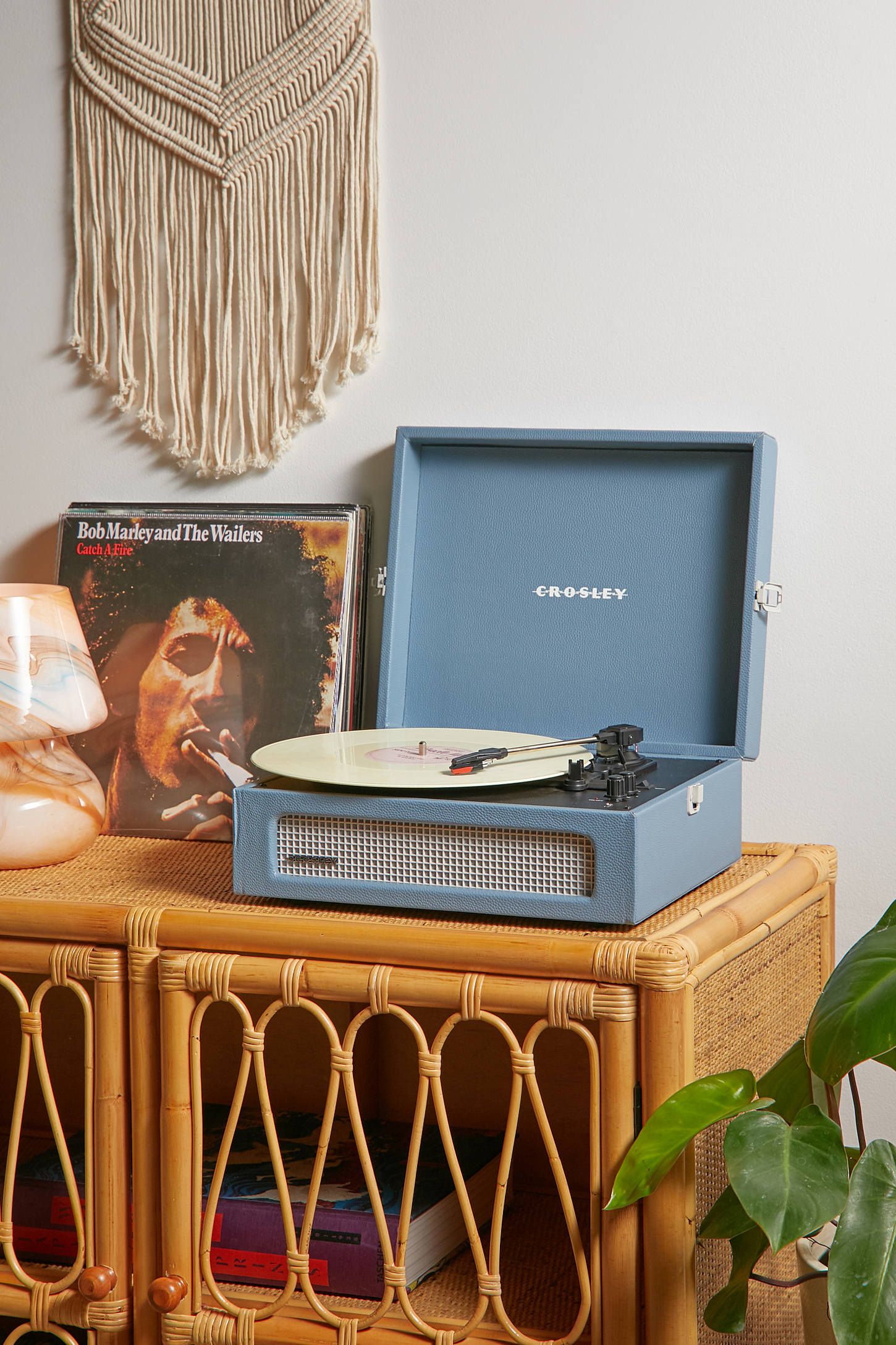 Washed Blue Portable Vintage Bluetooth Record Player