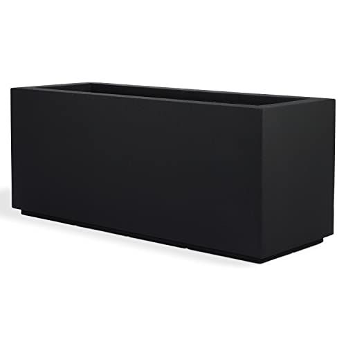 Modern Black Rectangular Trough Planter 46" L for Outdoor & Indoor