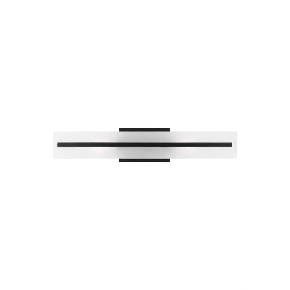 Midnight Black Steel 24" Bath Vanity Light with Satin Etched Glass Shades