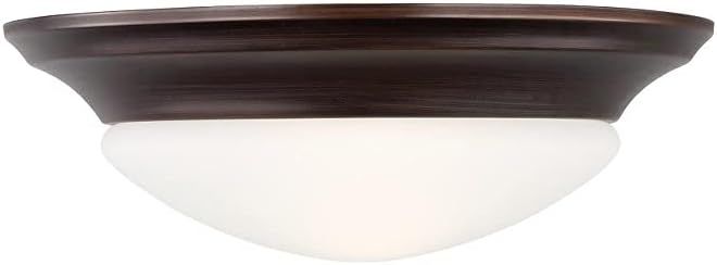 Bronze and Satin Etched Glass 9" Flush Mount Light